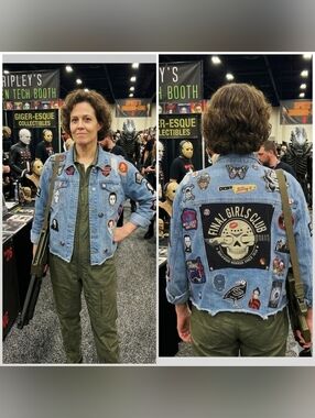 Boneyard Threadz Final Girl Denim Horror Battle Jacket Size 1X